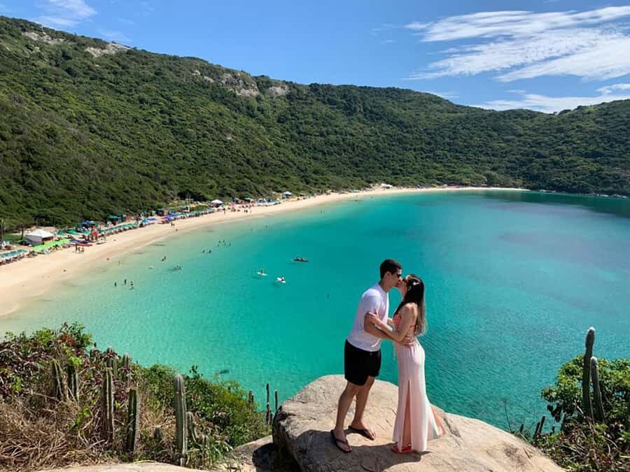 From Rio de Janeiro: Arraial do Cabo Island Day Trip - First stops on land: Praia do Forno and Ilha do Farol set the visual expectations